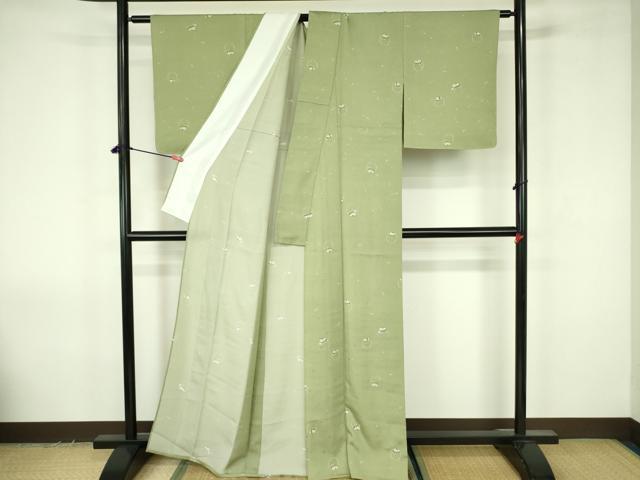 平和屋着物▽小紋　単衣　雪輪花文　洗える着物　未使用　DABF3658op