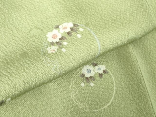平和屋着物▽小紋　単衣　雪輪花文　洗える着物　未使用　DABF3658op