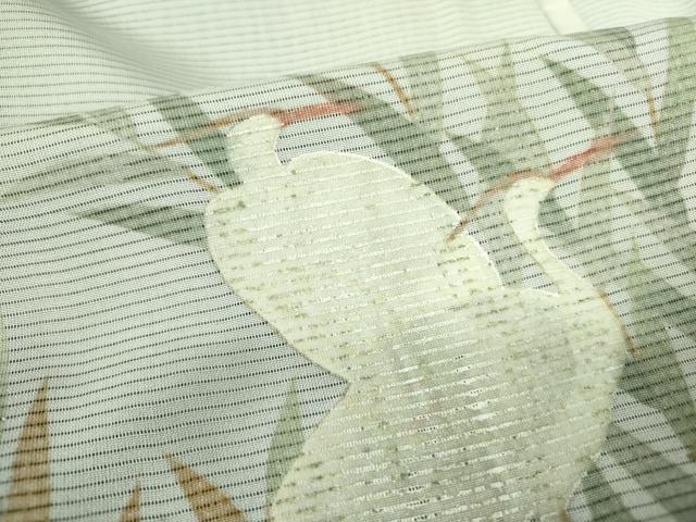 平和屋着物▽訪問着　単衣　無双　紗×絽　白鷺 シロサギ　暈し染め　金彩　ロング丈　正絹　逸品　DABF3666op