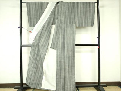 平和屋着物▽上質な紬　単衣　間道　正絹　逸品　DABF3667op