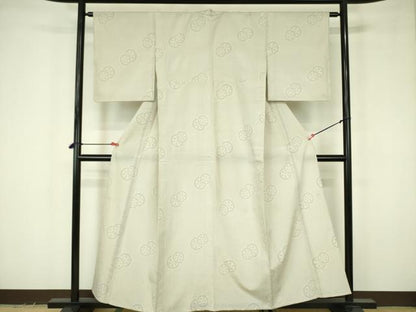 平和屋着物▽本塩沢　単衣　110亀甲　源氏車花文　正絹　逸品　DABF3669op