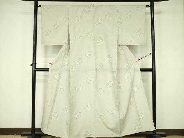 平和屋着物▽本塩沢　単衣　110亀甲　源氏車花文　正絹　逸品　DABF3669op