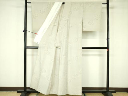 平和屋着物▽本塩沢　単衣　110亀甲　源氏車花文　正絹　逸品　DABF3669op