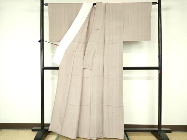 平和屋着物▽上質な小紋　単衣　縞　正絹　逸品　DABF3674op