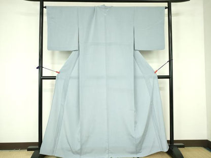 平和屋着物▽色無地　単衣　秘色色　鬼しぼ縮緬　さんび謹製　洗える着物　DABF3675op