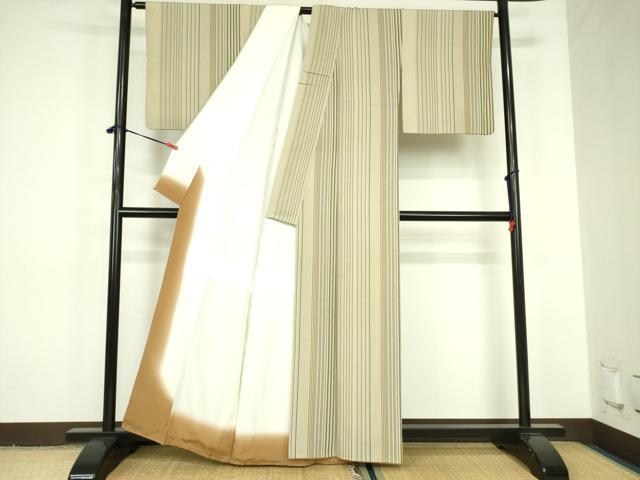 平和屋着物●上質な小紋　縞　正絹　逸品　DABF3677op