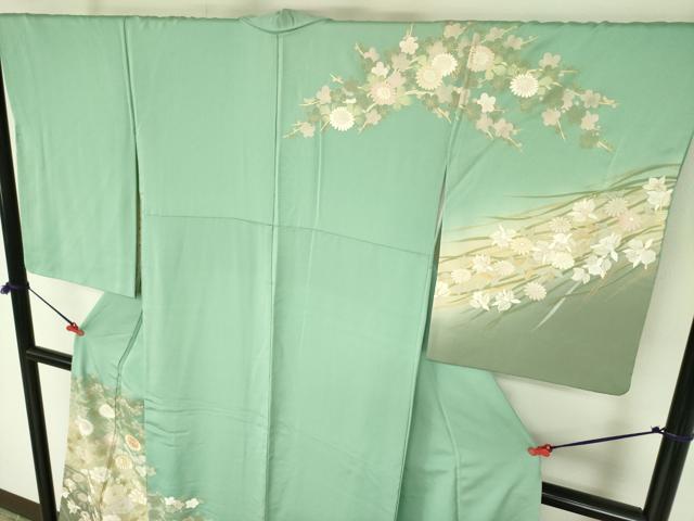 平和屋着物●訪問着　駒刺繍　枝梅　草花　暈し染め　金彩　正絹　逸品　DABF3679op