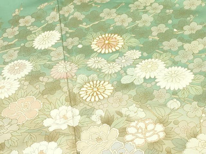 平和屋着物●訪問着　駒刺繍　枝梅　草花　暈し染め　金彩　正絹　逸品　DABF3679op