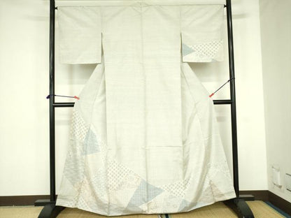 平和屋着物●結城紬　訪問着　100亀甲　吉祥花唐草文　正絹　逸品　未使用　DABF3680op