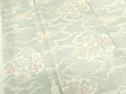 平和屋着物●本場大島紬　白大島　7マルキ　雲取花文　正絹　逸品　DABF3681op