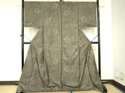 平和屋着物●本場大島紬　9マルキ　薔薇　バラ　そごう百貨店扱い　ロング丈　正絹　逸品　未使用　DABF3682op