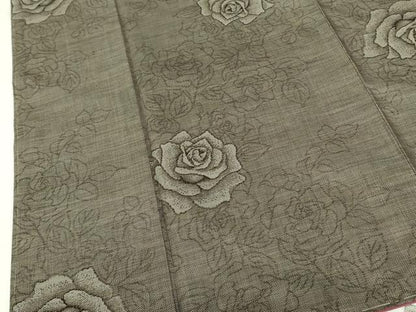 平和屋着物●本場大島紬　9マルキ　薔薇　バラ　そごう百貨店扱い　ロング丈　正絹　逸品　未使用　DABF3682op