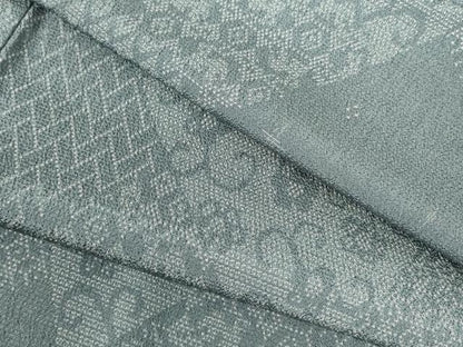 平和屋着物●上質なお召　160亀甲　切嵌花唐草文　正絹　逸品　DABF3683op