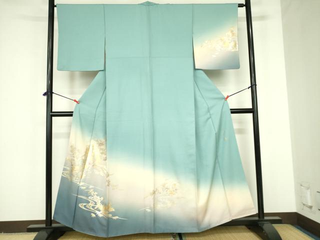 平和屋着物●金彩友禅　卓越技能者・名工・和田光正　訪問着　御所車花文　暈し染め　金銀彩　正絹　逸品　DABF3684op