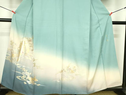 平和屋着物●金彩友禅　卓越技能者・名工・和田光正　訪問着　御所車花文　暈し染め　金銀彩　正絹　逸品　DABF3684op