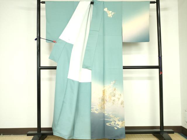 平和屋着物●金彩友禅　卓越技能者・名工・和田光正　訪問着　御所車花文　暈し染め　金銀彩　正絹　逸品　DABF3684op