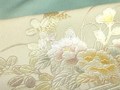 平和屋着物●金彩友禅　卓越技能者・名工・和田光正　訪問着　御所車花文　暈し染め　金銀彩　正絹　逸品　DABF3684op