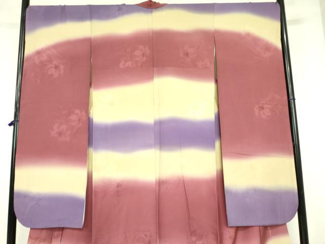 平和屋着物●パリコレクション　ファッションモデル・デザイナー　山口小夜子　振袖　草花地紋　暈し染め　正絹　逸品　DABF3685op