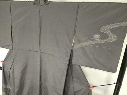 平和屋着物●本場大島紬　訪問着　刺し子　流水花文　正絹　逸品　DABF3686op