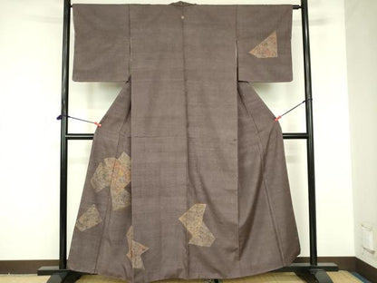平和屋着物●中国三大刺繍　スワトウ刺繍　汕頭刺繍　総刺繍　訪問着　紬地　幾何学鳳凰花文　正絹　逸品　DABF3687op