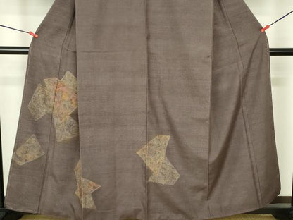 平和屋着物●中国三大刺繍　スワトウ刺繍　汕頭刺繍　総刺繍　訪問着　紬地　幾何学鳳凰花文　正絹　逸品　DABF3687op