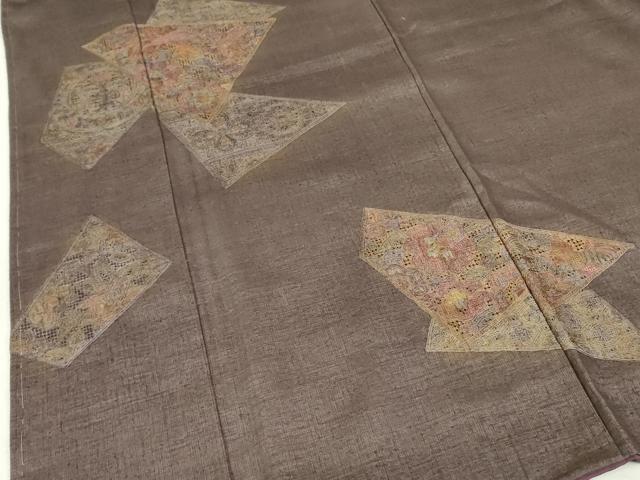 平和屋着物●中国三大刺繍　スワトウ刺繍　汕頭刺繍　総刺繍　訪問着　紬地　幾何学鳳凰花文　正絹　逸品　DABF3687op