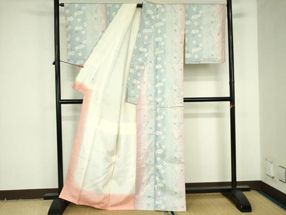 平和屋着物●本場大島紬　白大島　7マルキ　枝花　暈し染め　正絹　逸品　DABF3695op