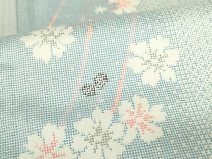平和屋着物●本場大島紬　白大島　7マルキ　枝花　暈し染め　正絹　逸品　DABF3695op