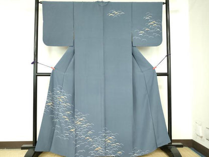 平和屋着物●訪問着　雪芝花文　金彩　正絹　逸品　DABF3696op