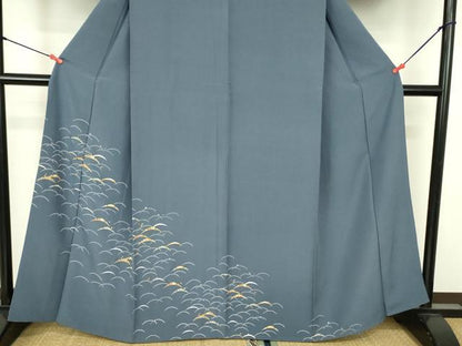 平和屋着物●訪問着　雪芝花文　金彩　正絹　逸品　DABF3696op