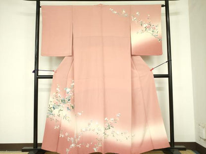 平和屋着物●訪問着　友禅　草花　暈し染め　正絹　逸品　DABF3698op
