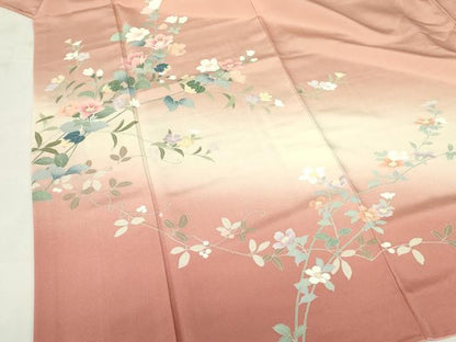 平和屋着物●訪問着　友禅　草花　暈し染め　正絹　逸品　DABF3698op