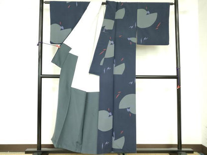 平和屋着物●上質な小紋　幾何学花文　正絹　逸品　DABF3699op