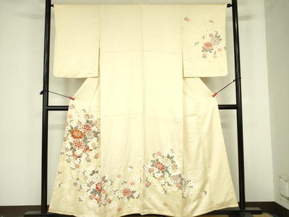 平和屋着物●訪問着　駒刺繍　舞蝶花文　金彩　正絹　逸品　未使用　DABF3703op