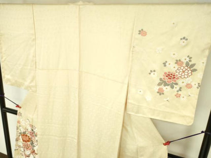 平和屋着物●訪問着　駒刺繍　舞蝶花文　金彩　正絹　逸品　未使用　DABF3703op