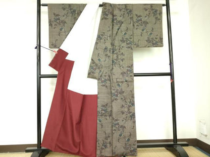 平和屋着物●本場大島紬　7マルキ　草花　正絹　逸品　DABF3706op