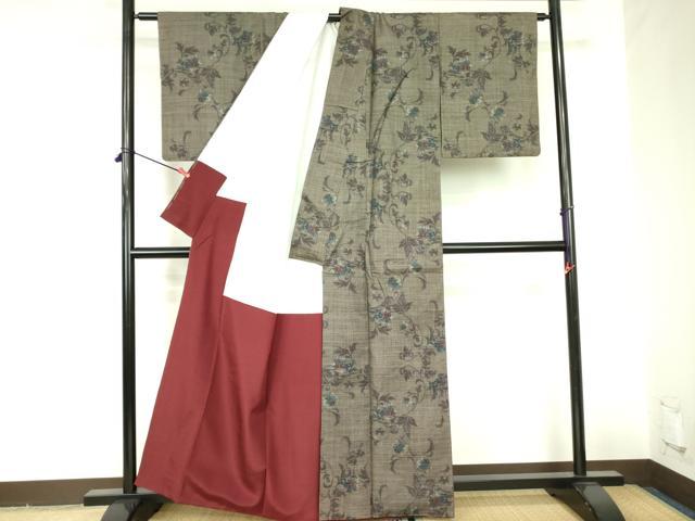 平和屋着物●本場大島紬　7マルキ　草花　正絹　逸品　DABF3706op