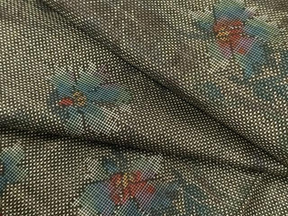 平和屋着物●本場大島紬　7マルキ　草花　正絹　逸品　DABF3706op