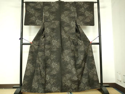 平和屋着物●本場大島紬　草花　正絹　逸品　DABF3708op