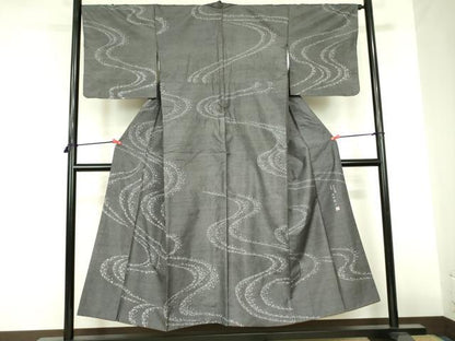 平和屋着物●訪問着　江戸小紋　内田秀一　角通し　流水文　正絹　逸品　DABF3710op
