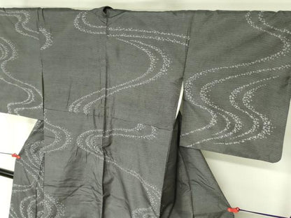 平和屋着物●訪問着　江戸小紋　内田秀一　角通し　流水文　正絹　逸品　DABF3710op