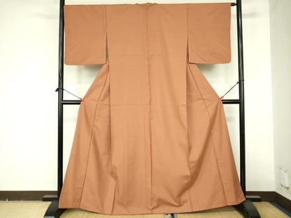 平和屋着物●上質な紬　江戸茶色　正絹　逸品　DABF3711op