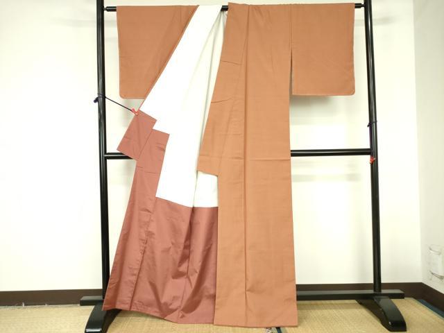 平和屋着物●上質な紬　江戸茶色　正絹　逸品　DABF3711op