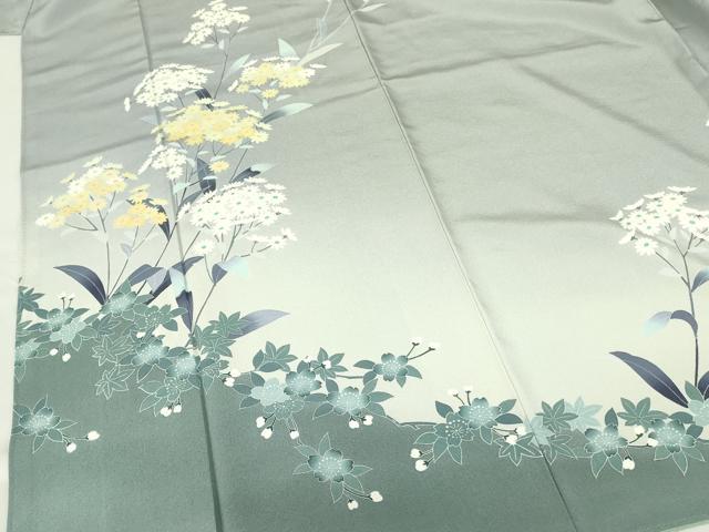 平和屋着物●十日町友禅作家　阿部佳雪　訪問着　草花　暈し染め　正絹　逸品　DABF3713op