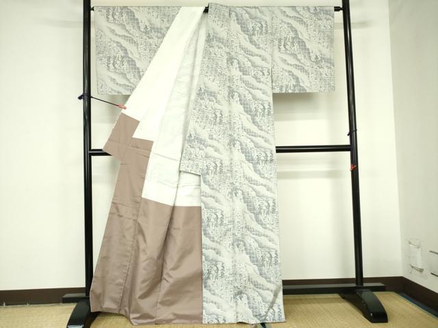 平和屋着物●本場大島紬　白大島　総絣　古代エジプト文様　正絹　逸品　DABF3715op
