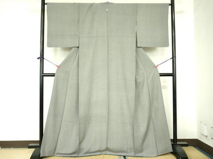 平和屋着物●江戸小紋　彫士：住田双光　染士：西宮伊智郎　万筋　蝋色×白練色　正絹　逸品　DABF3716op