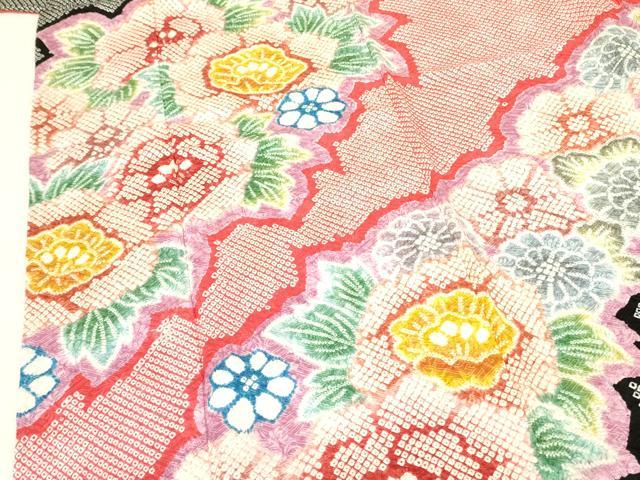 平和屋着物●豪華振袖　総絞り　牡丹　草花　正絹　逸品　DABF3718op