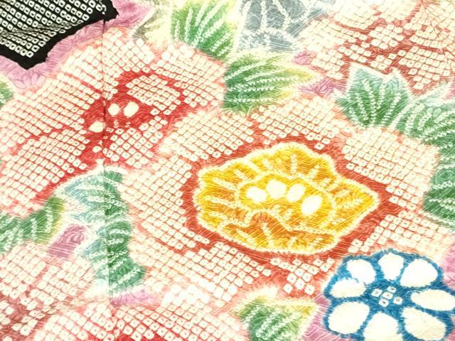 平和屋着物●豪華振袖　総絞り　牡丹　草花　正絹　逸品　DABF3718op