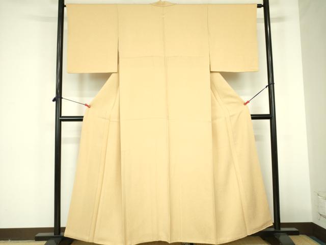平和屋着物●上質な色無地　霞地紋　蜂蜜色　正絹　逸品　DABF3719op