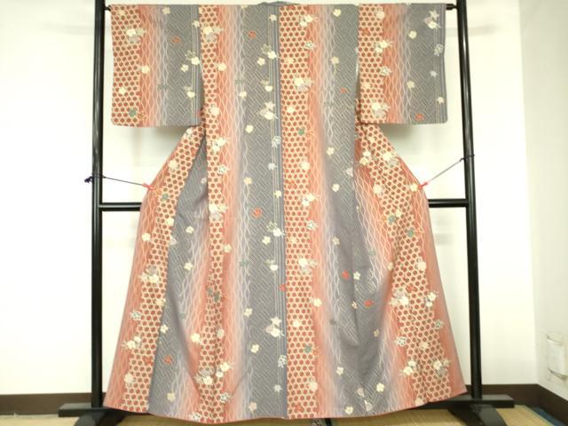 平和屋着物●上質な小紋　立涌花文　暈し染め　金彩　正絹　逸品　DABF3720op